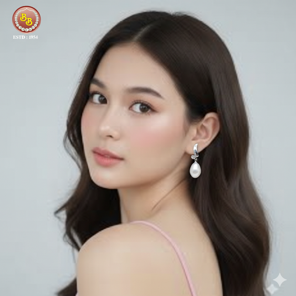 silver Pearls Earring 1 Gemini Generated Image fncifncifnc