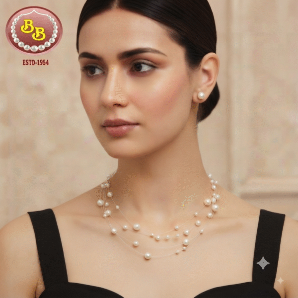Natural Peach Color Pearls Set