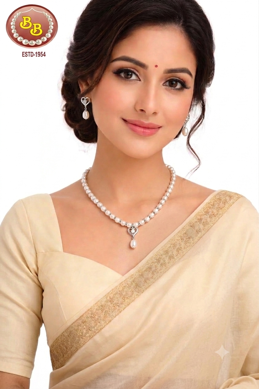 Heart Shaped Locket Set With Pearls Mala 1 Heart Shaped Locket Set With Pearls Mala
