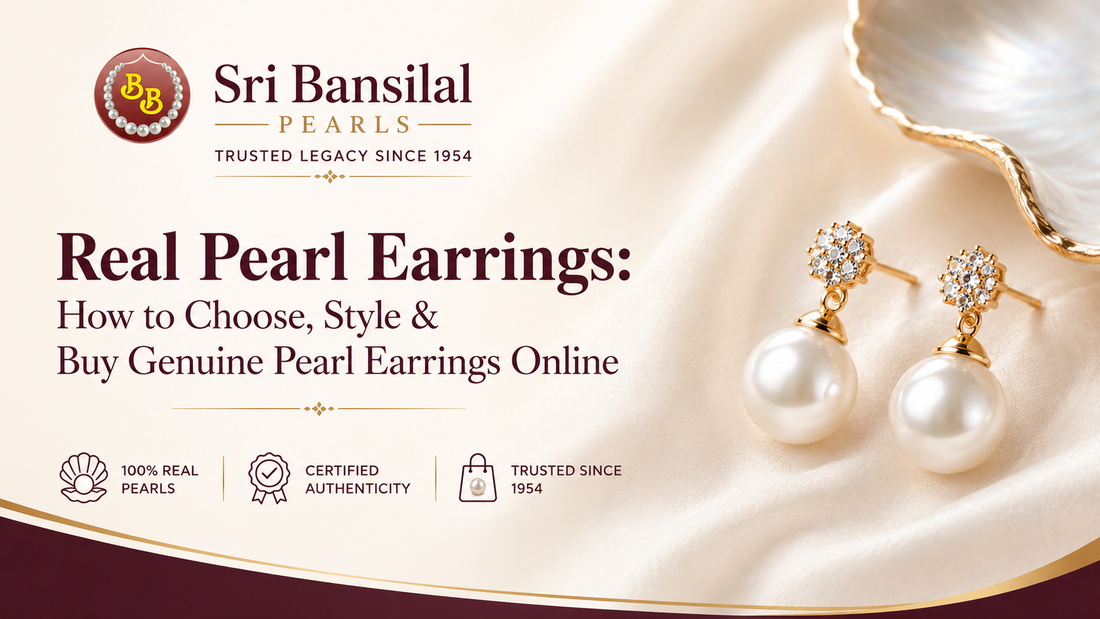Real Pearl Earrings: How to Choose, Style & Buy Genuine Pearl Earrings Online 1 Real Pearl Earrings for Women, Freshwater Pearl Earrings, Genuine Pearl Stud Earrings, Luxury Pearl Jewellery India, Bridal Pearl Earrings Online