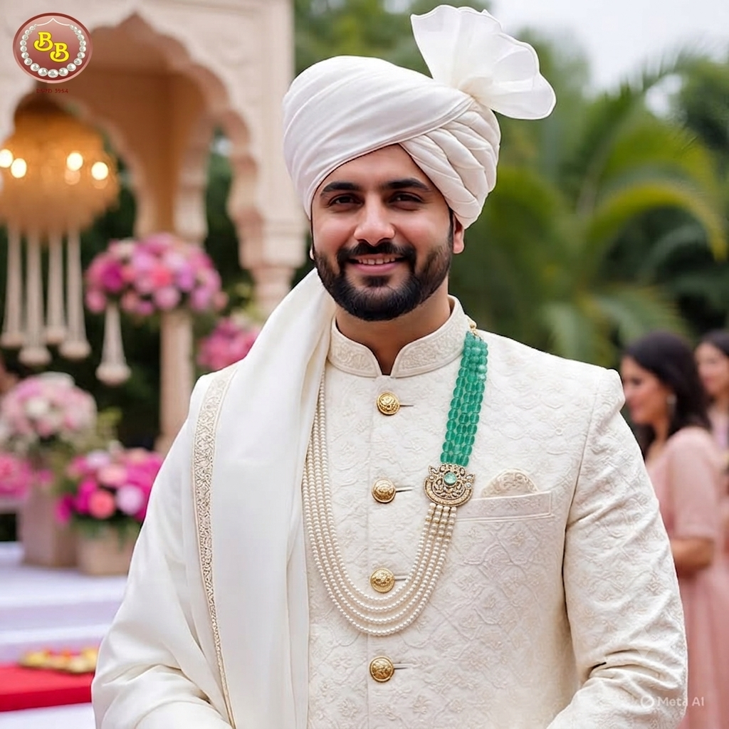 Sherwani Pearls Side Broach mala 1 Sherwani Pearls Side Broach mala