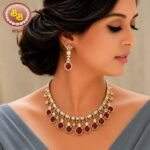 Moissanite & Ruby Color Stones Necklace Set
